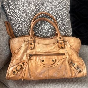 Balenciaga Motorcycle Agneau Classic Part Time Tan City Bag